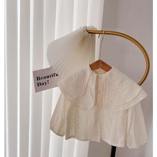 Autumn Girls Long Sleeve Lapel Collar Lace Floral Shirts Princess Party Children Kids Casual Blouse Tops