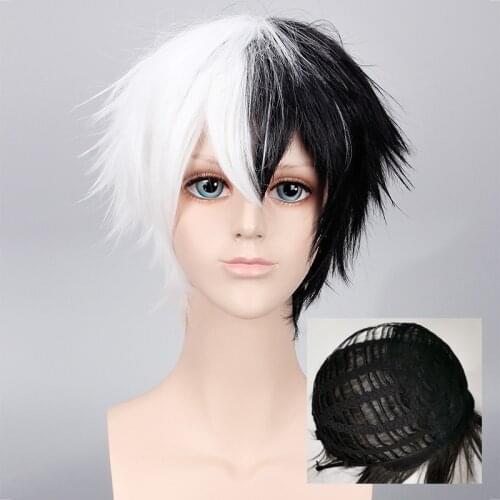 Anime Danganronpa Monokuma Wig Dangan Ronpa Heat Resistant Synthetic Hair Cosplay Wigs + Wig Cap