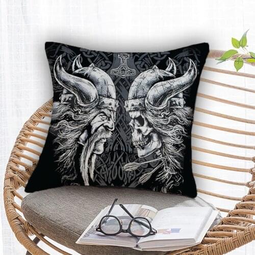 Medieval Norse Mythology Pillow Cover Customize Viking Tattoo Throw Pillowcases Modern Home Decorative Cushion Cover BohoPillow