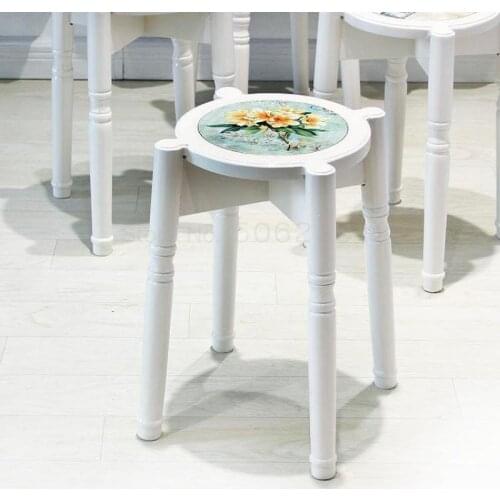 Solid Wooden Dining Stool Fashion Creative Small Stool Family Living Room Bench Modern Simple Dining Table Round Stool Pastoral