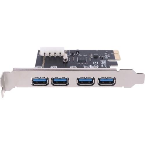 4 Ports Super-Speed USB 3.0 PCI-e PCI PCI-E Express Expansion Adapter Card With CD Driver C26