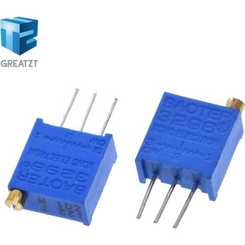 GREATZT 10pcs 3296W 1k 2k 5k 10k 20k 50k 100k 200k 500k 1M 1ohm Trim Pot Trimmer Potentiometer Type For Arduino