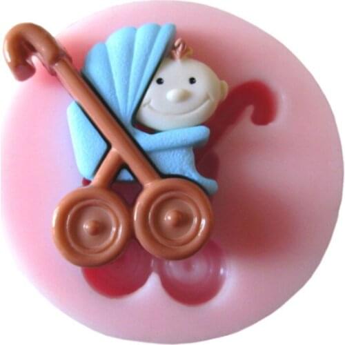 Baby carriage Shape Silicone molds Handmade Soap Mold, Fondant Cake Decoration Sugar Craft Tools baking tools