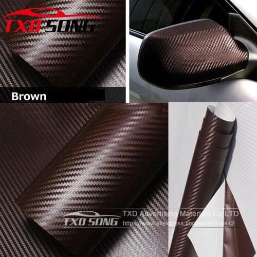30x127CM(12"X50") Brown 3D Carbon Fiber Vinyl Car Wrapping Foil Carbon Fiber Car Decoration Sticker 3D carbon fiber film for car