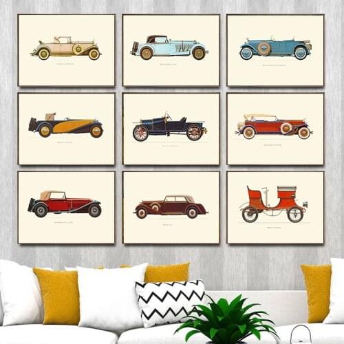 Vintage Founder Brand Classic Cars Canvas Painting Nordic Prints Poster Wall Art Picture For Bedroom Living Room Home Decoration