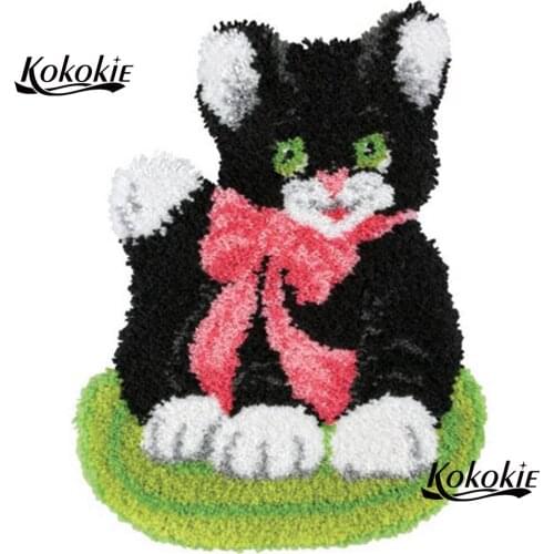 Diy latch hook kits rug tapestry kits cartoon printed canvas cat accessories crochet tapis needle for carpet Foamiran for crafts