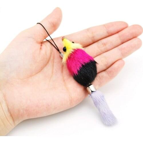 Women Trinket Fluffy Mink Fur Pompom Toy Key Chain Ring Female Bag Charm Doll Keyring Gift Original New Cute Squirrel Keychain