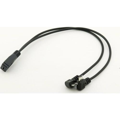 10pcs Micro USB 2.0 5 Pin Female To Dual 2x Male Splitter Y Angled Data Charger Charging Cable Cord For Phone Cellphone 30cm