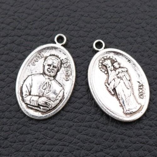 10pcs Silver Color Preacher Metal Pendant Catholic Charms Virgin Mary & Holy Spirit Charms Commemorative Jewelry Charms A2020