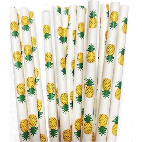 100pcs Fruit Pineapple Paper Straws For Birthday Wedding Decorative Party Supplies Creative Drinking Straws
