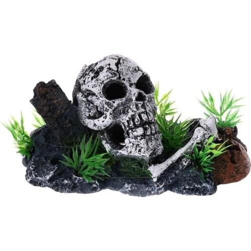 2020 New Pirate Skull Skeleton Aquarium Ornament Hiding Cave Fish Tank Decoration Decor