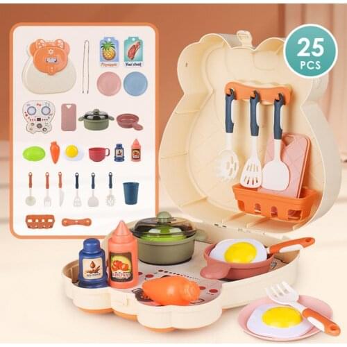 25Pcs Durable Kitchen Play Toy Simulation Smooth Surface Children Gift Plastic Pretend Play Kitchen Toys Set for Children 2021