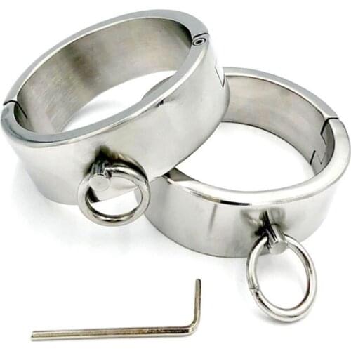 3cm High Stainless Steel Metal Handcuffs Erotic Toys For Adults Sex Tools BDSM Bondage Torture Adult Games Restraints Hand Cuffs