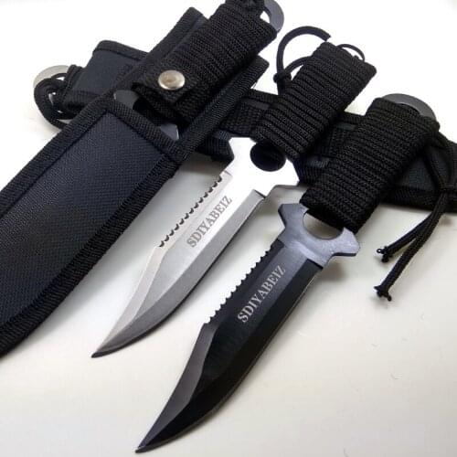 Black /Silver Color Stainless Steel Hunting Knives Quality Fixed Blade Knife Survival Pocket knife Camping Tools + Nylon Sheath