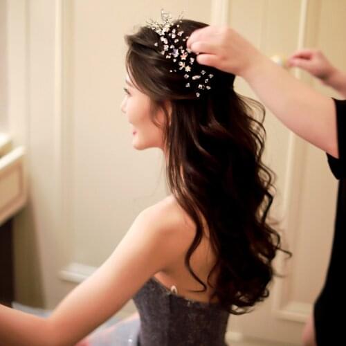 Headdress toasting clothing son tie wedding dress fairy crystal headband all over the sky star headband wedding dress female