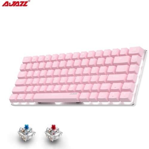 PINK AK33 Gaming Keyboard Pink LED Backlit 82 Keys Layout Red Switch Mechanical Keyboard for Windows XP/Win7/8 IOS
