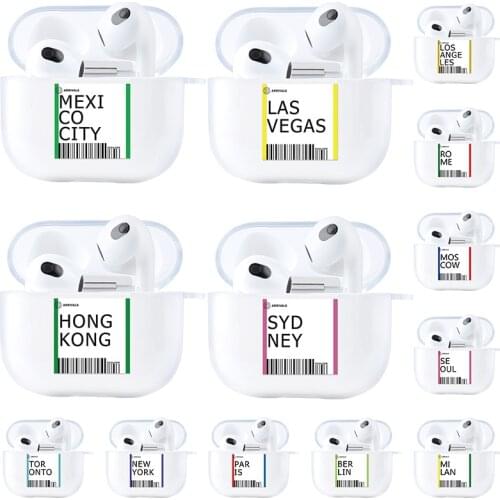 INS City Air Ticket Earphone Case For AirPods 1 2 Soft Transparent Soft TPU Cover For Airpods 1/2 Wireless Earphone Cases Bags