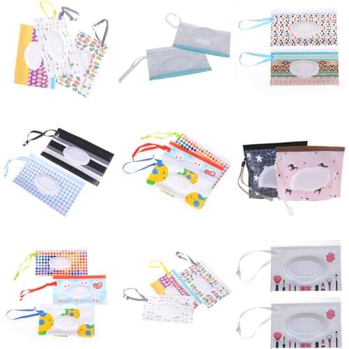 Clutch and Clean Wipes Carrying Case Eco-friendly Wet Wipes Bag Clamshell Cosmetic Pouch Easy-carry Snap-strap Wipes Container