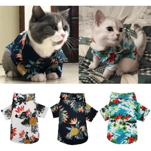 Pet Cat Clothes for Small Cats Dogs Spring/Summer Fashion Hawaii Cat Vest T-shirt Cotton Kitty Kitten Shirts Puppy Pet Clothing