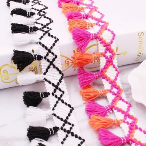 Lace 4.5cm Cotton Tassel Fringe Handmade Rainbow Color Fringes Tablecloths Curtain Bags Decor Lace for DIY Accessories 3Yards
