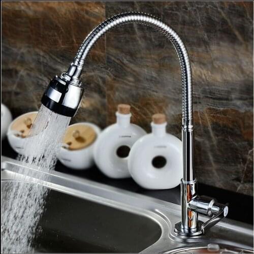 Kitchen Solid Brass Deck Mounted Universal water basin Single Cold Faucet Single Hole Water Tap 360 Rotated basin Faucet With S