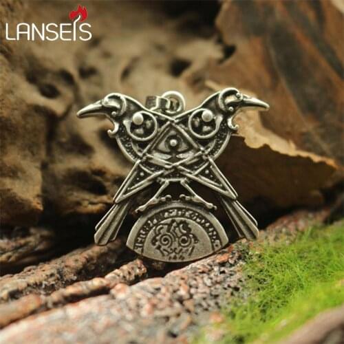 Lanseis 1pcs viking two siameseds raven pendant Odin Sleipmon necklace jewelry