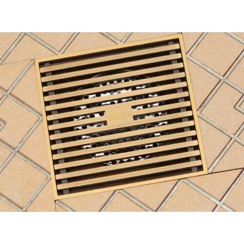 Brass Antique shower floor drain 4" squrae Bathroom Floor Waste Water Strainer DR088