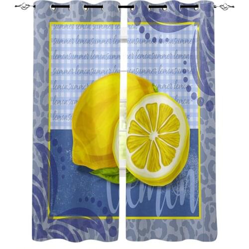 Leopard Print Lemon Plaid Retro Curtains For Living Room Bedroom Window Treatment Blinds Finished Drapes Kitchen Curtains
