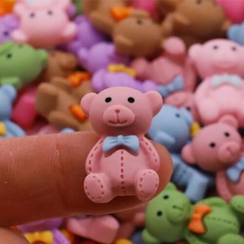 20PCS Mixed Size Little Bear Nail Art Accessories Resin Kawaii Bear Cat 3D Fashion Fingernail DIY Nail Art Charm Decoration