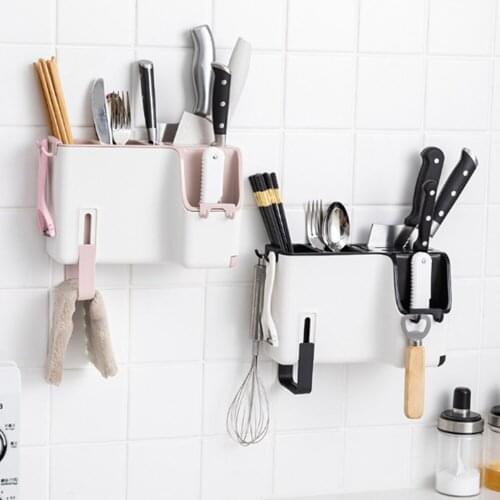 Multifunctional Wall-Mounted Chopstick Holder Drain Spoon Chopstick Cage Home Kitchen Tableware Storage Box High Quality Durable