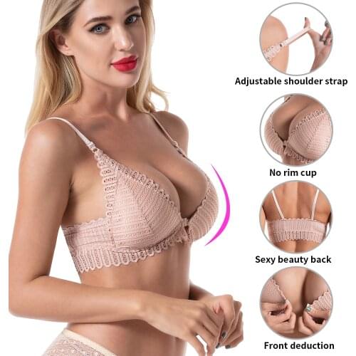 Sexy Lace bra Wireless Front Closure Bras Womens underwear Lingerie Comfort Push Up Bra Adjusted Plus Size Backless Bralette