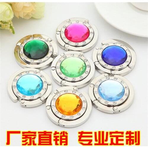 HOT Newest Portable Folding Rhinestone Crystal Alloy Purse Handbag Bag Hanger Hook Holder Color 100 pcs