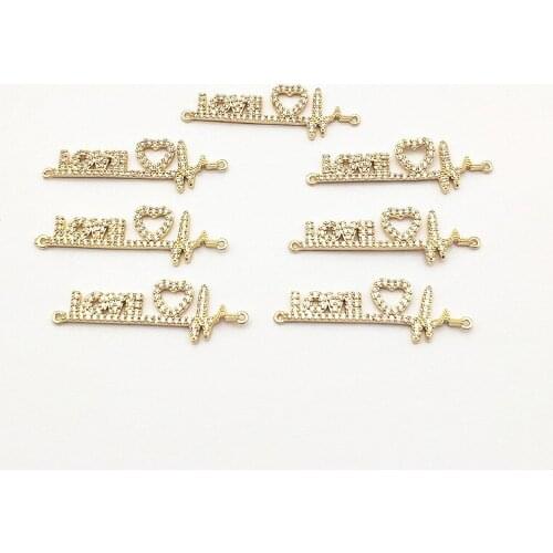 New arrival! 12x36mm 30Pcs Cubic Zirconia/Copper Connector for Necklace/Earrings DIY making parts,Jewelry Findings & Components