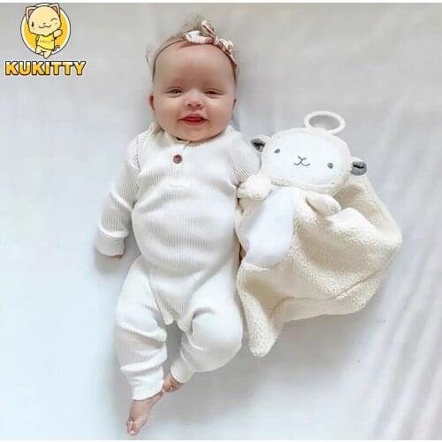 Baby Girls Boys Solid Ribbed Romper Long Sleeve Jumpsuit Cotton Infant Newborn Baby Clothes Outfits