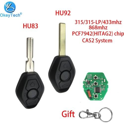 OkeyTech CAS2 System Car Remote Key 3 buttons for BMW 3/5/7 Series 315LP Mhz 315/433/868mhz with PCF7942 Chip HU58 HU92 Blade