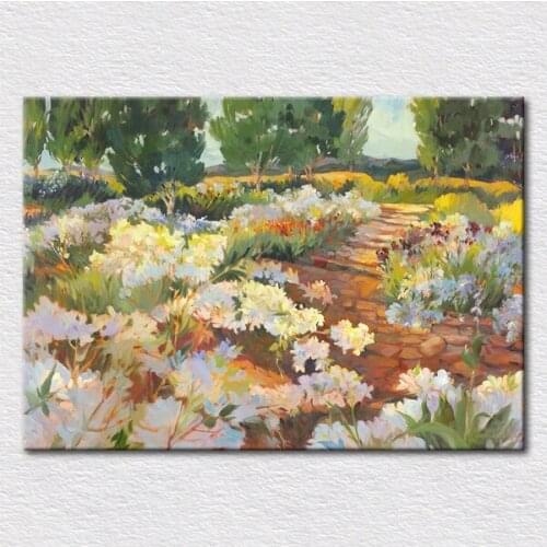Printed art pictures beautiful oil painting Flower-filled paths bedroom wall decor supply art picture