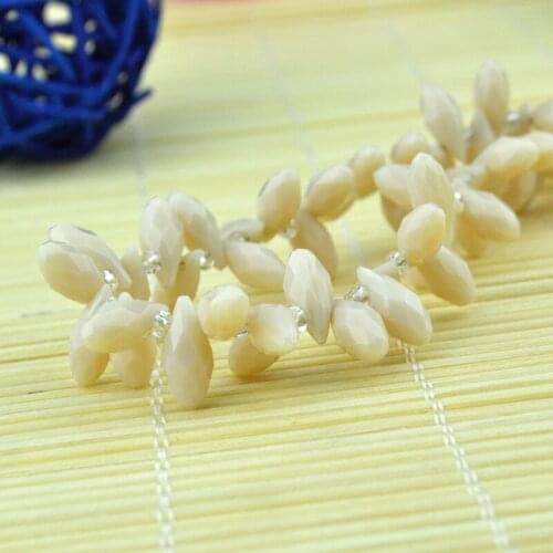 Get Cheap Crystal Pendant 500pcs 6x12mm Beige Tear Shape Pendant Charm Loose Glass Beads Fit Jewelry DIY