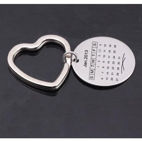 Custom Data Calendar Keychain Fastion Heart Keyring For Lover Couples Special Data Anniversary Gifts Family Birthday Gifts
