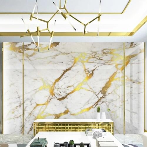 Custom Photo Wallpaper 3D Golden Line Jazz White Marble Mural Living Room TV Sofa Bedroom Home Decor Papel De Parede Sala 3 D