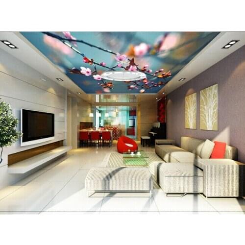 Custom wallpaper ceiling, Sakura flowers for the living room bar KTV background wall waterproof papel de parede