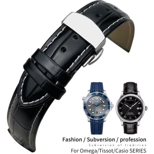 Genuine Leather Watch Band Fit for Certina MIDO Tissot Longines Omega 14mm 16mm 18mm 19mm 20mm 21mm 22mm Cowhide Strap Bracelets