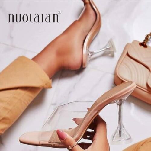 Summer women sandals PVC Transparent high heel shoes for women peep toe high heels sandals party wedding slippers shoes woman