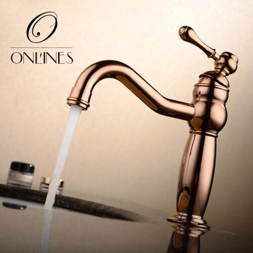 German online European antique full copper hot and cold basin taps golden wash basin faucet hole