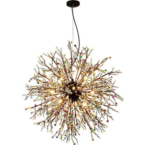 Modern Creative Dandelion pendant lights Fireworks crystal Hang Light for Living Room Cafe shop Dining Room LED Lighting Fixture