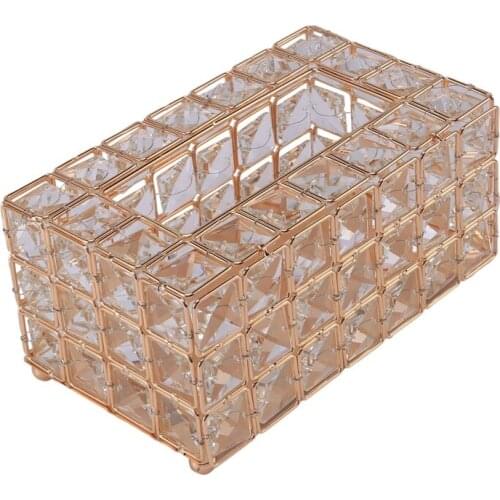 Style Metal Crystal Tissue Box Removable Tissue Tissue Napkin Holder Kitchen Living Room Dining Room Decoration