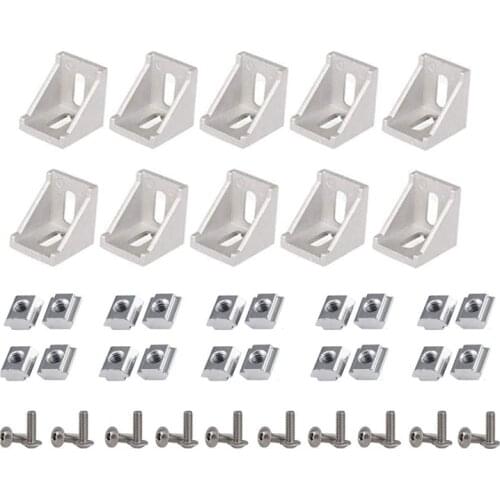 50Pcs Corner Bracket 2020 Series Aluminum Profile Connector Set for 6mm Slot Aluminum Profile Accessories