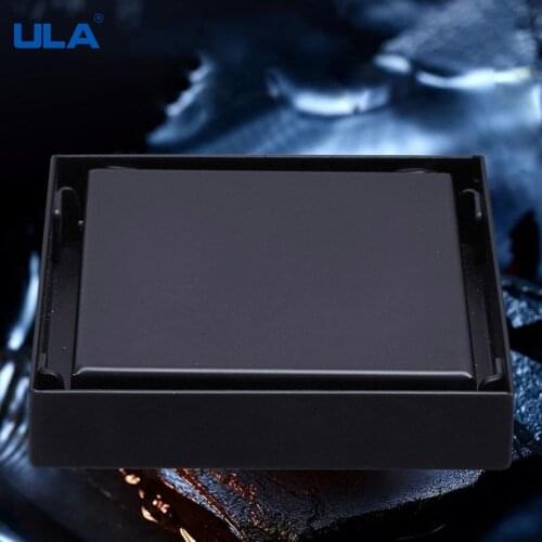 ULA Bathroom Tile Invisible Square Floor Drains Stainless Steel Linear Drain Anti-Odor Shower Drain Hair Catcher Black 10x10cm