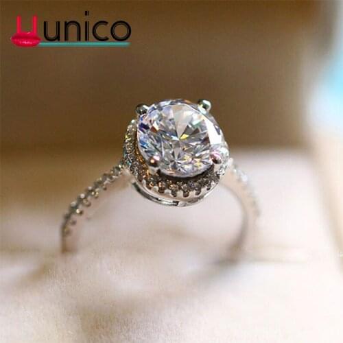UUNICO 2019 Big Zirconia Ring Fashion Wedding Jewelry Female Engagement Ring Female Crystal silver plated Ring Party New Gift
