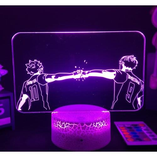 Japanese Anime Haikyuu!! 3D LED Lamp Shoyo Hinata And Tobio Kageyama Figure Gift Led Night Light for Kids Child Bedroom Decor