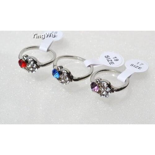 Yingwu Fashion Rings for Women Wedding Silver Color Rhinestone Female Finger Rings for ladys Charm Jewelry anillos 30pcs